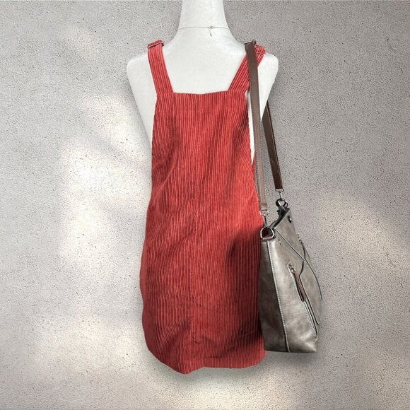 HOT KISS Red Corduroy Overall Dress Juniors' 7 Y2K Academia Preppy Buckle Mini - Picture 2 of 12